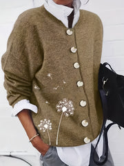 Women's Dandelion Print Long Sleeve Cardigan