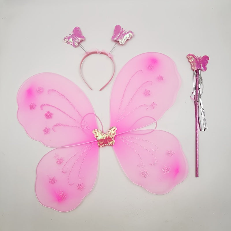 Fairy Butterfly Wings Headband Wand Set Halloween Costume Props