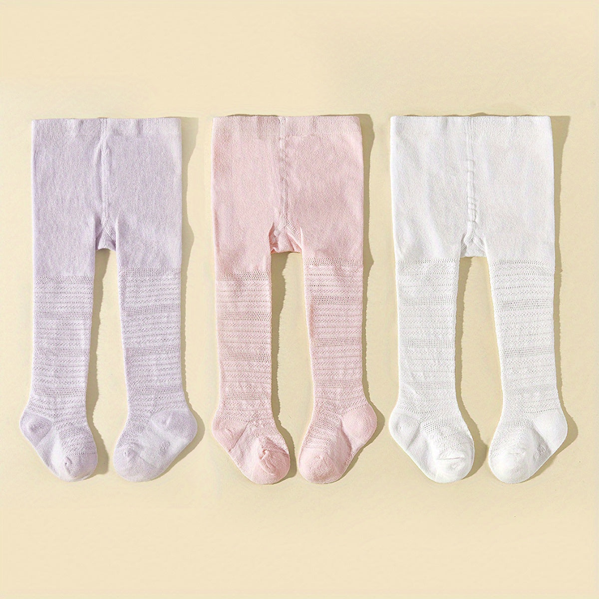 3pcs Girls Striped Leggings Mesh Breathable Casual Pants Kids Spring Summer