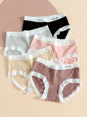 5pcs Colorblock Textured Briefs Soft Intimates Panties Women's Lingerie