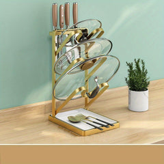 3 Layer Pot Lid Holder with Drain Tray and Spoon Rest
