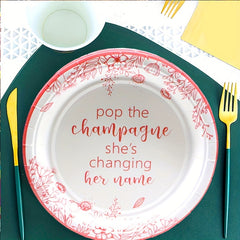 10pcs Rose Gold Bridal Shower Plates Disposable Engagement Party Decor