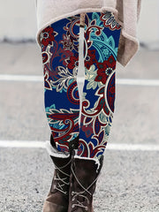 Boho Paisley Floral Print High Rise Plus Size Leggings