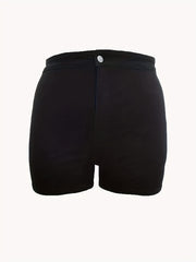 Plus Size Solid High Rise Stretch Denim Shorts