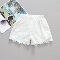 Toddler Girls Flowers Lace Trim Cotton Shorts Kids Summer Clothes