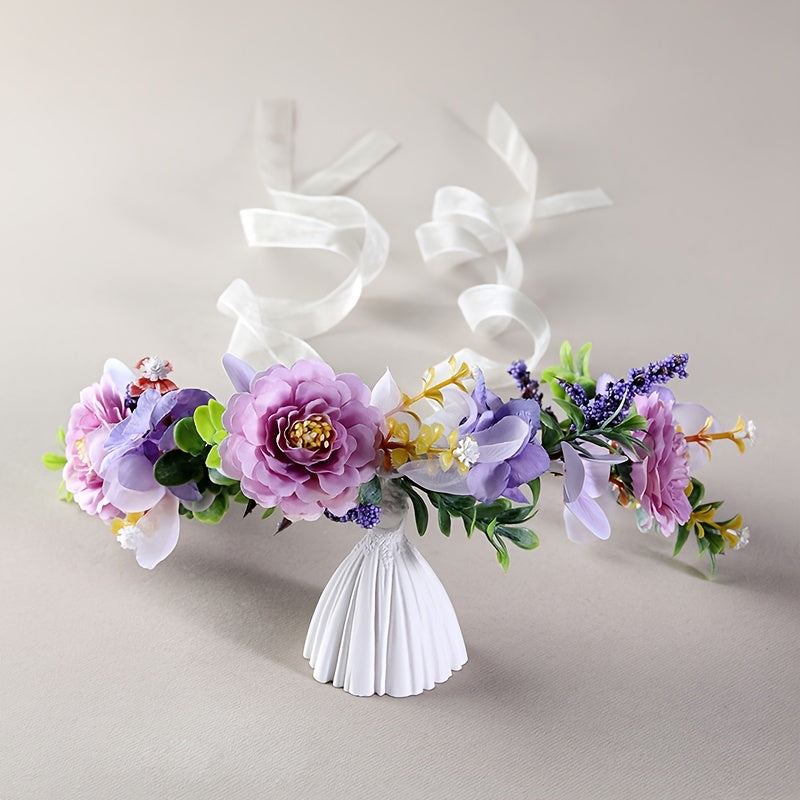 Bohemian Floral Headband Purple Pink Flowers Hair Accessory Weddings