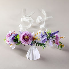 Bohemian Floral Headband Purple Pink Flowers Hair Accessory Weddings