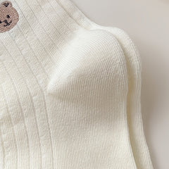 5 Pairs Floral & Bear Print Socks Comfy & All match Women's Stockings