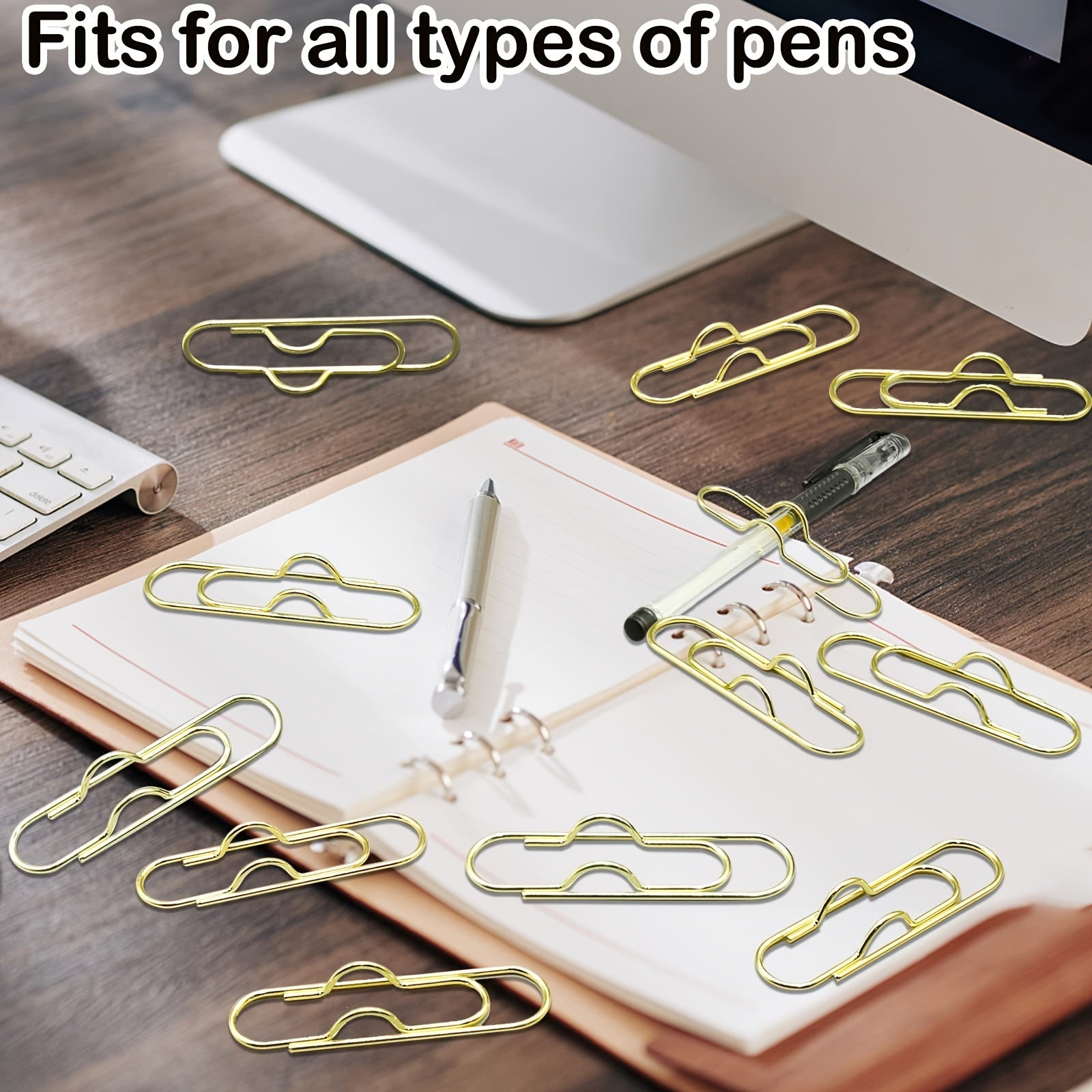 Metal Pen Holder for Notebook, 15 Pack School Stationery Clip Pen Holder