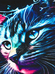 Tie Dye Kitty Graphic Crew Neck Long Sleeve Dress For Girls