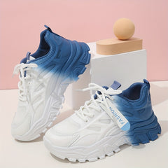 Ombre Chunky Sneakers Lace Up Low Top Sports Shoes