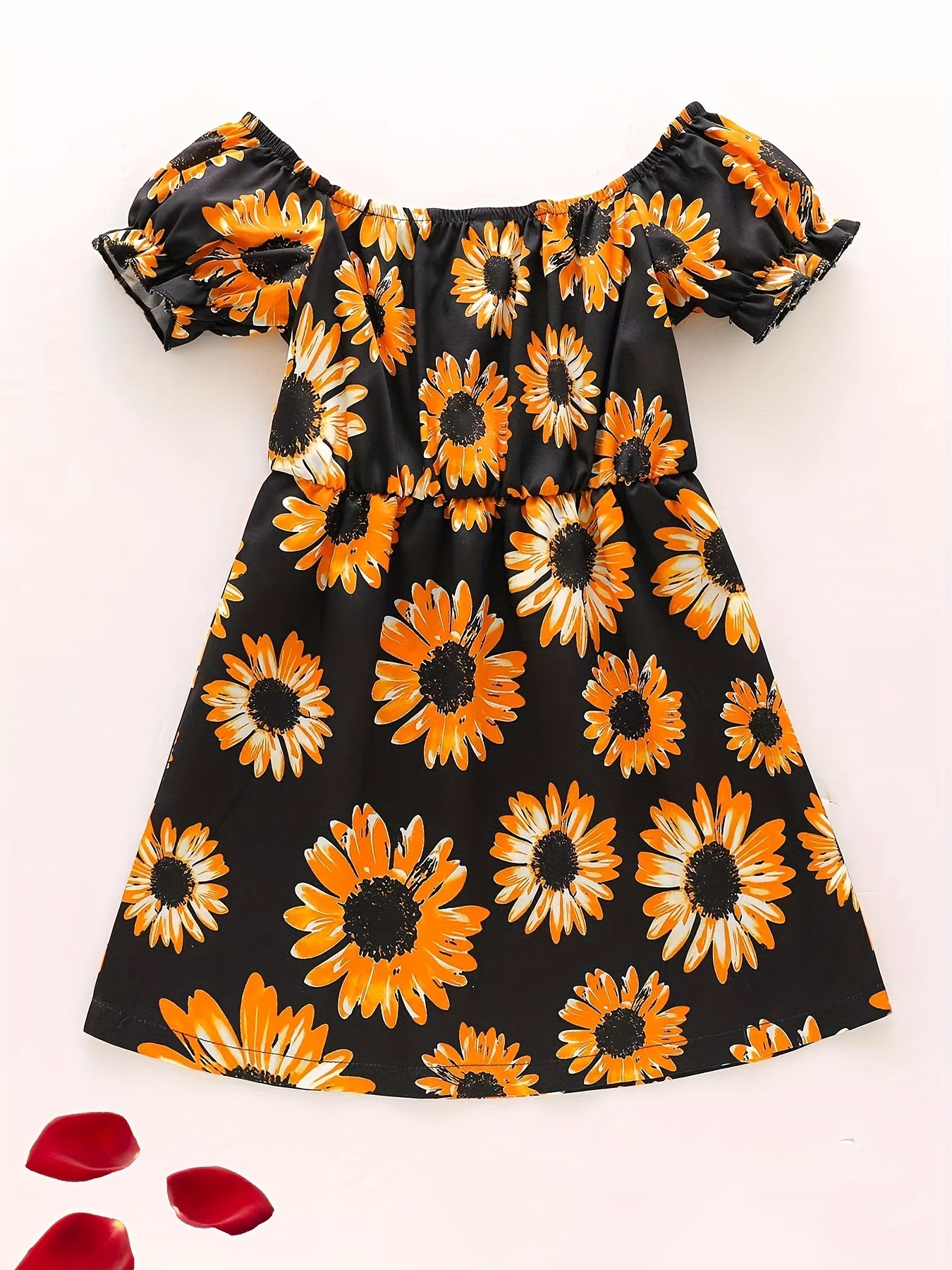 Toddler Girls Sunflower Princess Dress for Party Beach Vacation