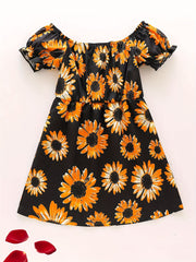 Toddler Girls Sunflower Princess Dress for Party Beach Vacation
