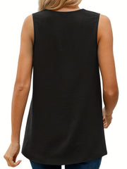 Women's Solid V-Neck Tank Top Sleeveless Casual Summer Wear