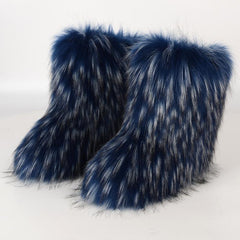 Women's Fuzzy Snow Boots Soft Slip On Flat Shoes