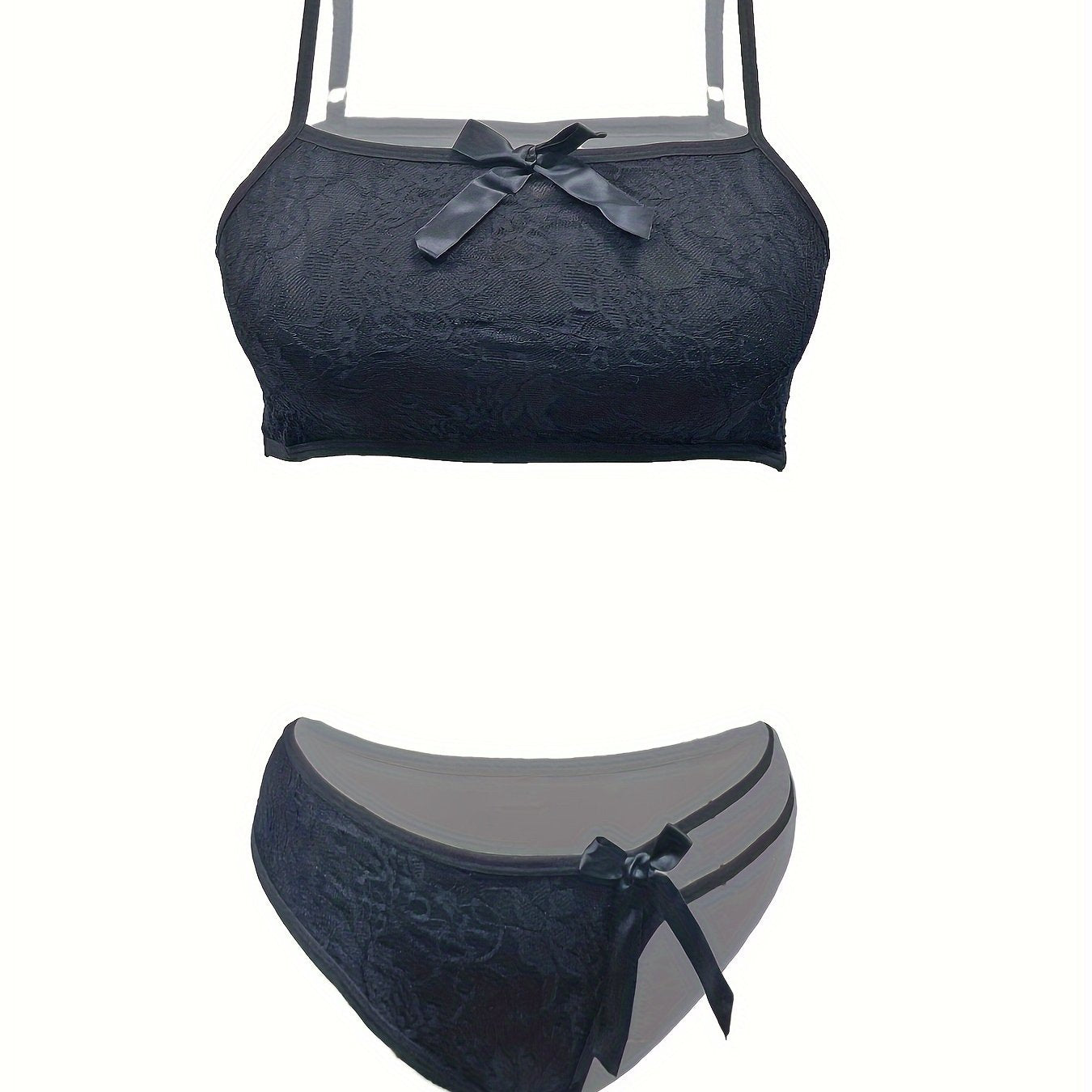 Lace Bow Decor Bra & Cutout Panty Lingerie Set