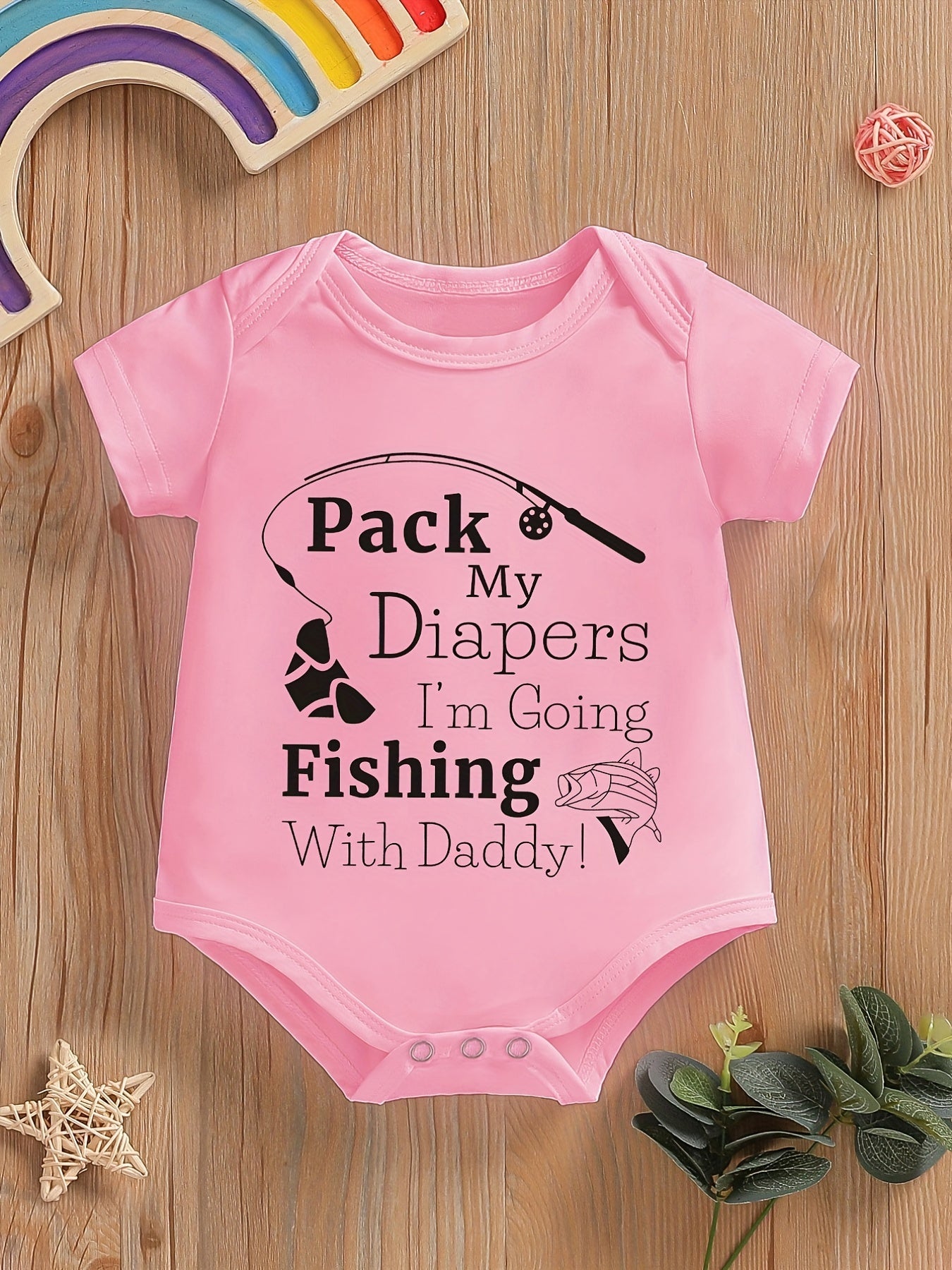 Baby Boys Fishing With Daddy Short Sleeve Onesie Clothes
