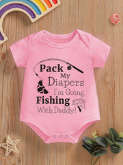 Baby Boys Fishing With Daddy Short Sleeve Onesie Clothes