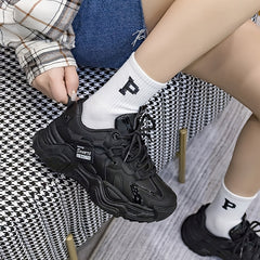 Platform Sneakers Comfortable Lace Up Sports Shoes Casual Walking Low Top Shoes