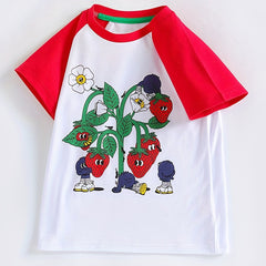 Fruit Print T shirt for Kids Summer Short-sleeve Top