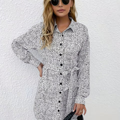 Button Front Long Sleeve Dress Women's Clothing