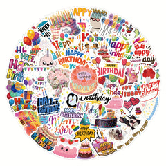 55 Cartoon Happy Birthday Stickers for Decorating Stationery Water Cups Mobiles