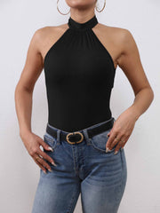 Lace Tie Back Bodysuit Halter Neck Sleeveless