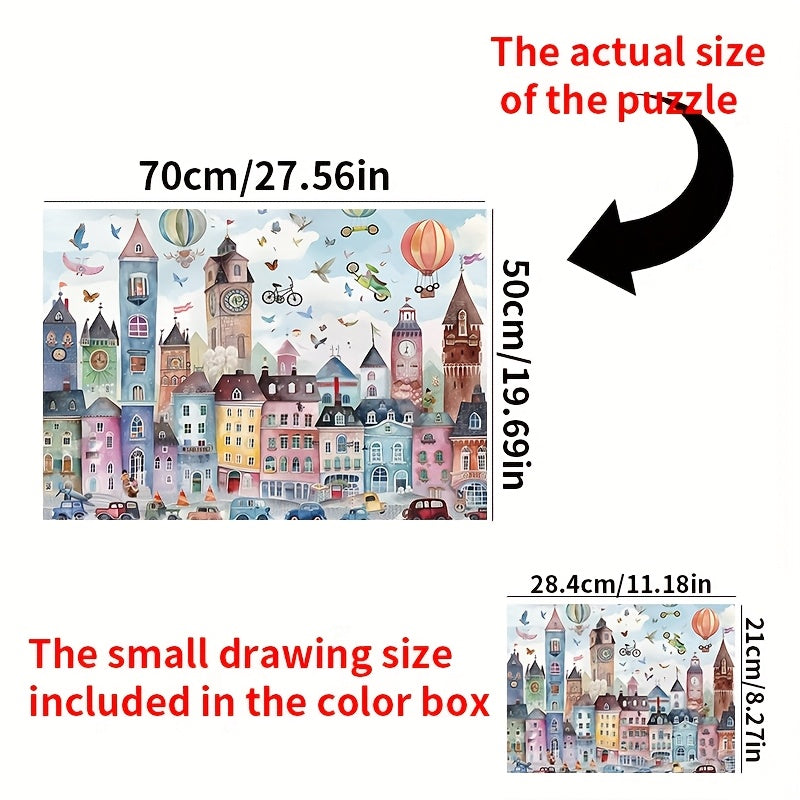 1000pcs Jigsaw Puzzle Hot Air Balloon House Scratch Resistant Waterproof