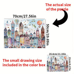 1000pcs Jigsaw Puzzle Hot Air Balloon House Scratch Resistant Waterproof