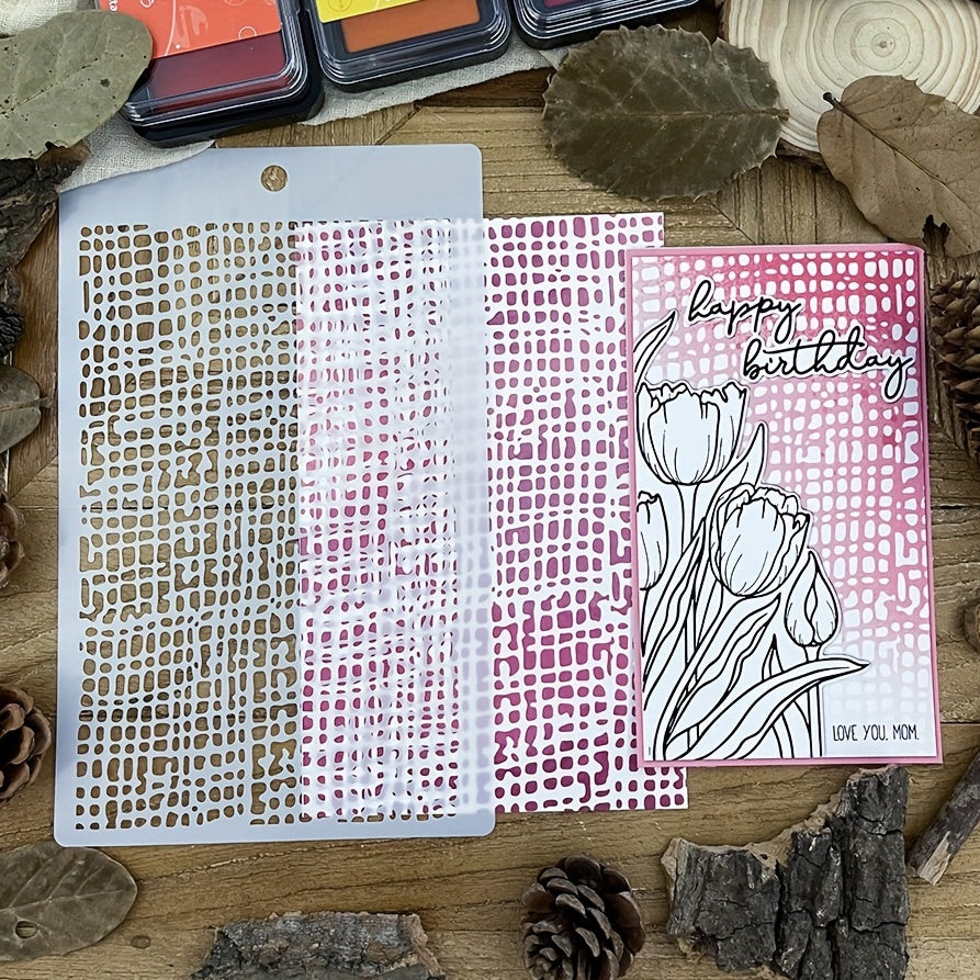 Irregular Grid Background Stencils for DIY Art Painting 20x12cm