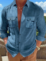 Men's Casual Long Sleeve Shirt With Chest Pocket
