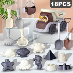 Beach Toy Set 18pcs Beach Truck and Stroller Set Pretend Play Fun Beach Toys