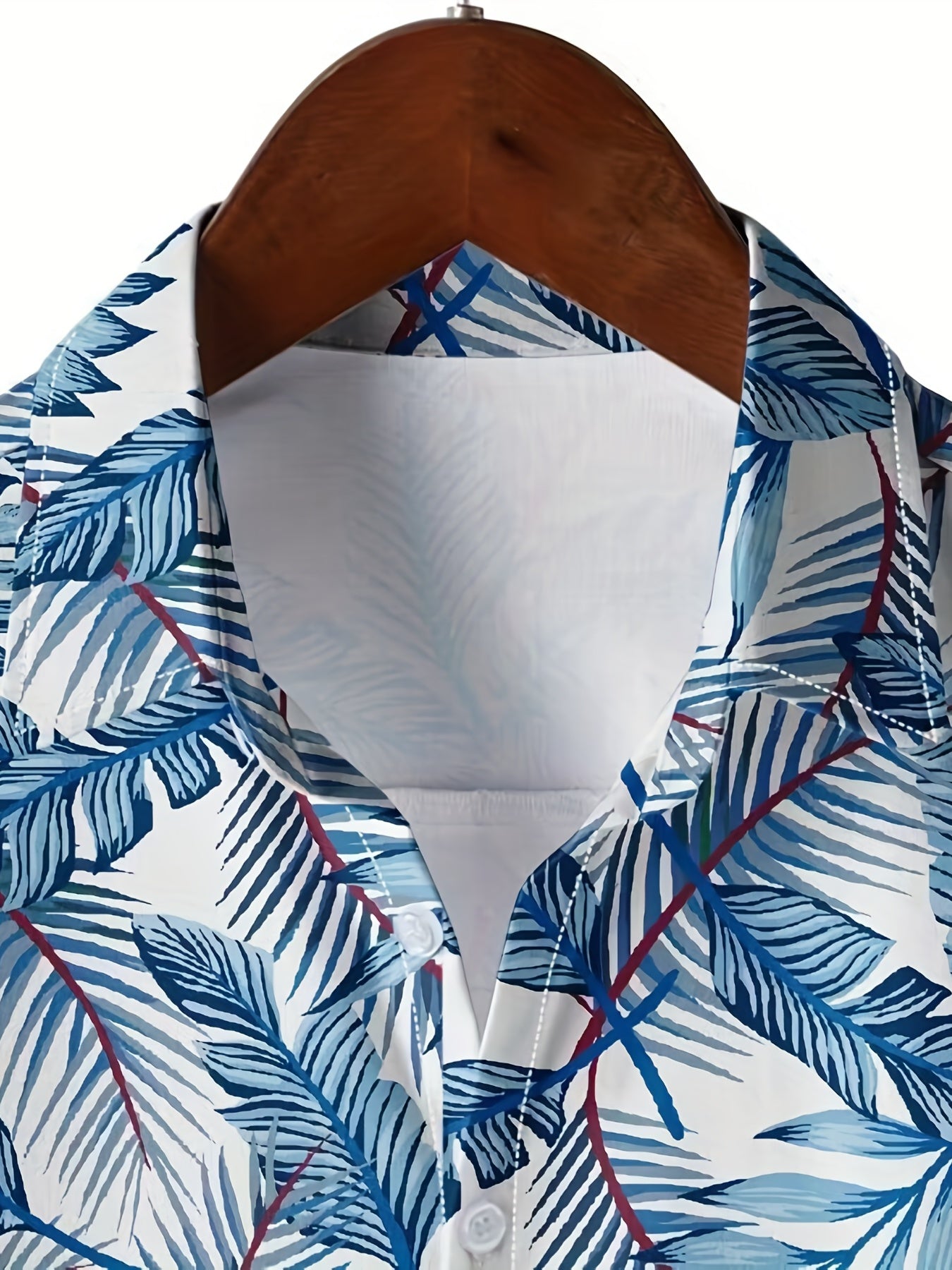 Men's Leaf Print Short Sleeve Hawaii Shirt Button Up Regular Fit
