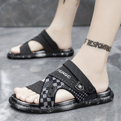 Men's Open Toe Hook And Loop Sandals Non Slip Comfortable Beach Shoes Summer