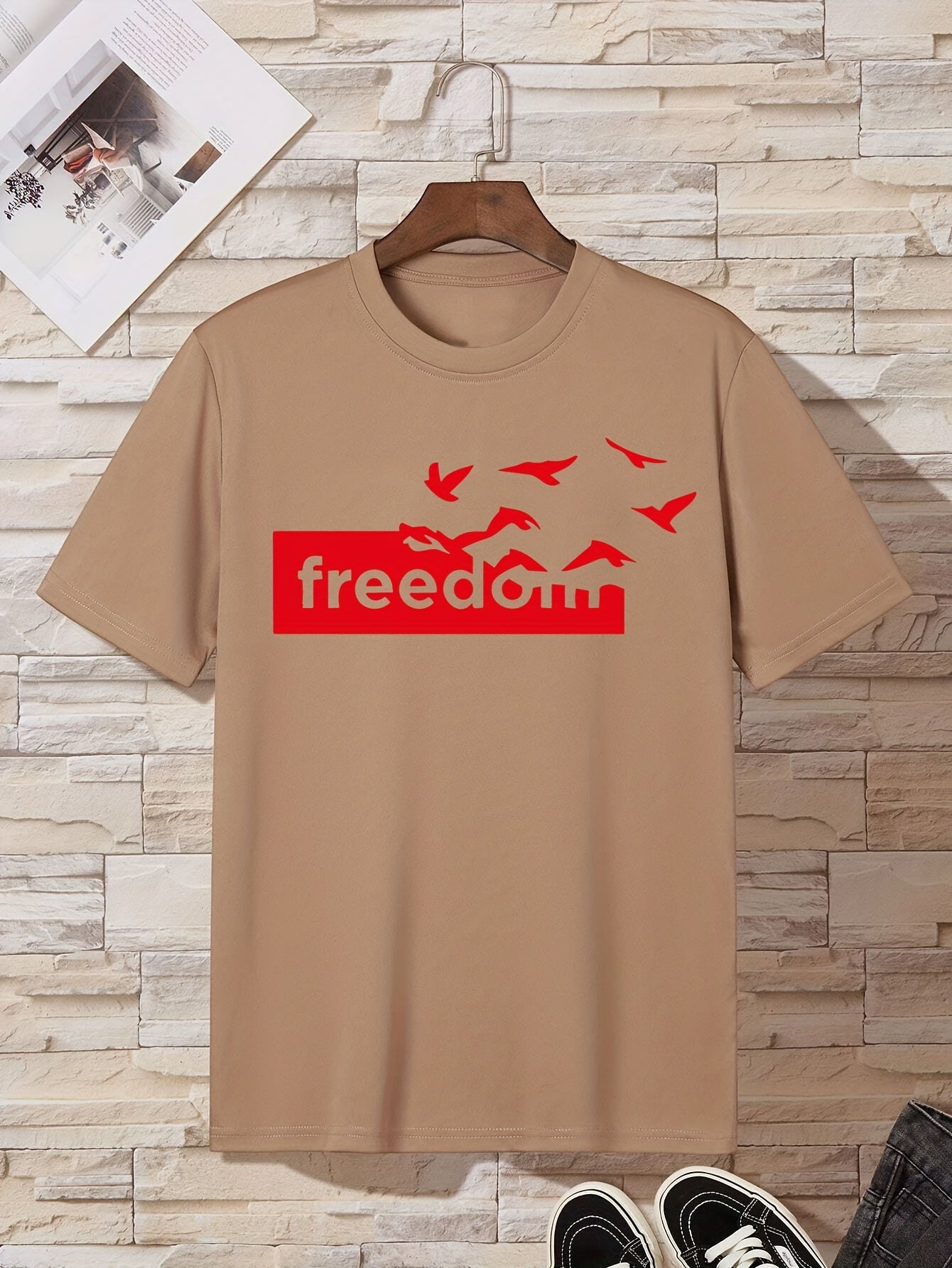 Eagle Freedom Print Men's Slim Fit T Shirt Top For Spring Summer Holiday