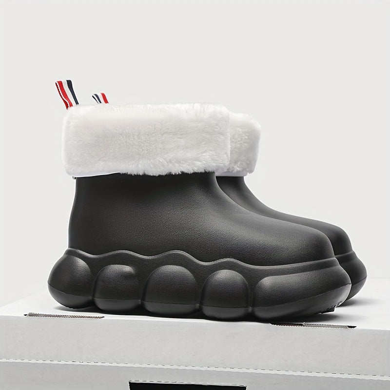 Women's Lightweight Rain Boots Short Tube Winter Thickened Warm Rain Shoes