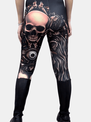 Skull Print Skinny Leggings Casual Stretchy Leggings Women's Clothing