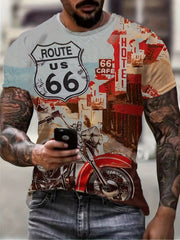Men's Vintage Motorbike Graphic T Shirt Active Stretch & Comfort