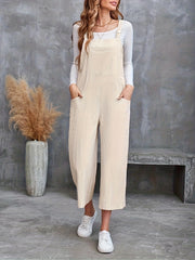Wide Leg Casual Overall Jumpsuit with Pockets