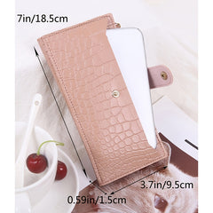 Bi Fold Long Wallet with Phone Pocket & Card Slots - Women's Faux Leather