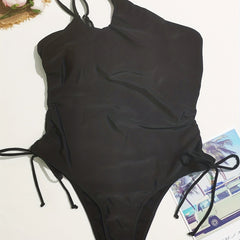 One Shoulder Drawstring One Piece Swimsuit High Stretch
