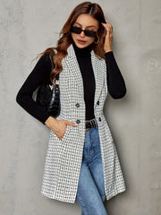 Plaid Double Breasted Lapel Vest Sleeveless Slim Vest
