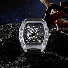 Men's Transparent Barrel Hollow Night Glow Automatic Quartz Watch