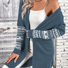 Women's Plus Geo Print Open Front Cardigan
