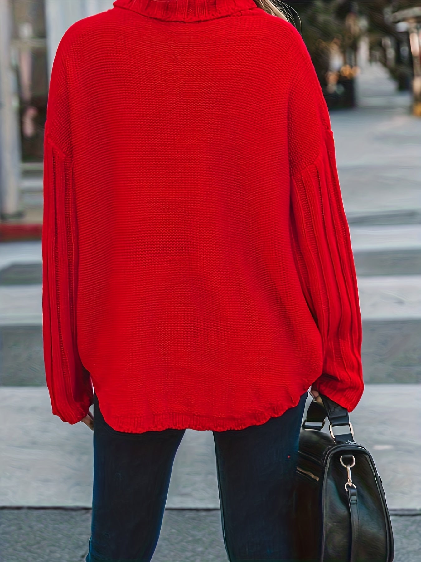 Casual Sweater Women's Plus Solid Long Sleeve High Neck Jumper