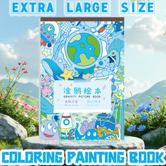XL Space & Ocean Coloring Book Ages 3-8 Planets Stars Fish Sea Creatures
