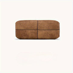Dark Brown Split Leather Tote Bag with Magnetic Closure