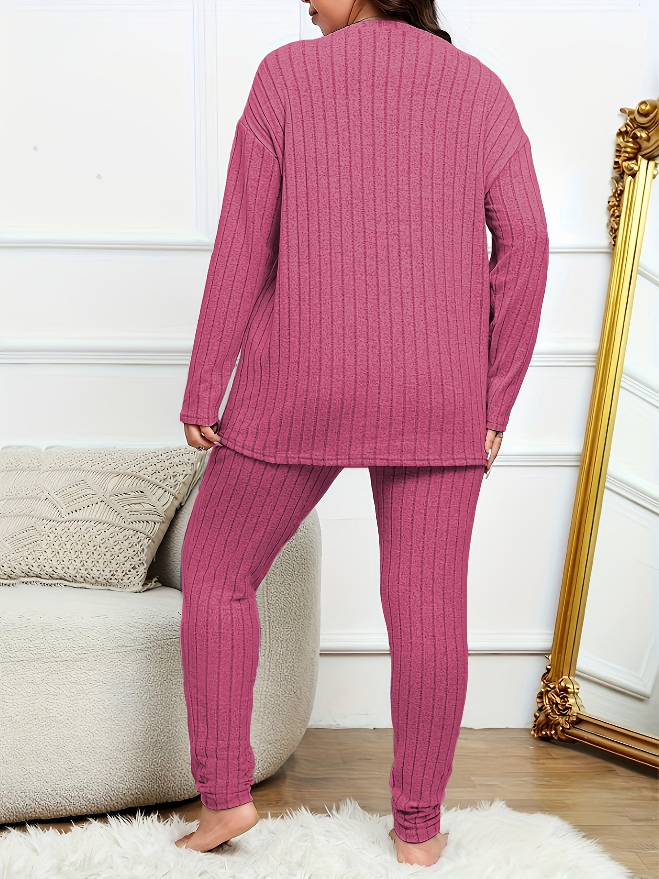Ribbed Knit Top & Leggings Lounge Set