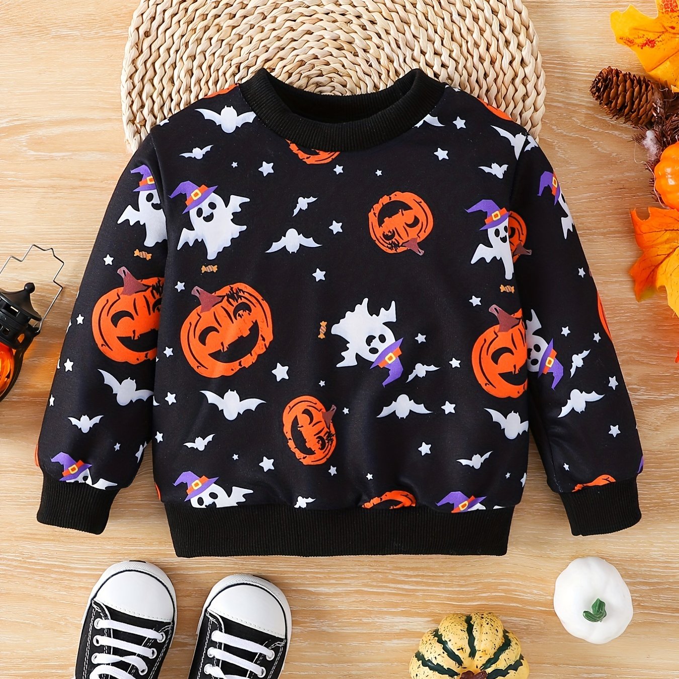 Baby Girls Halloween Top Pumpkin Graphic Sweatshirt