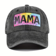 MAMA Print Cotton Baseball Cap Washed Distressed Sun Hat Adjustable
